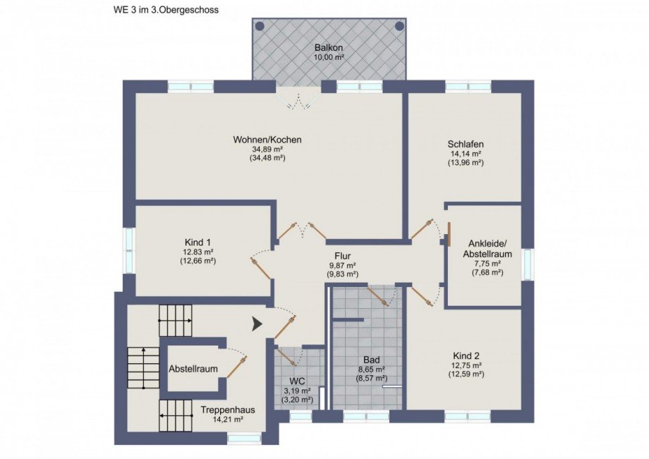 Grundriss Dachgeschosswohnung Cottbus