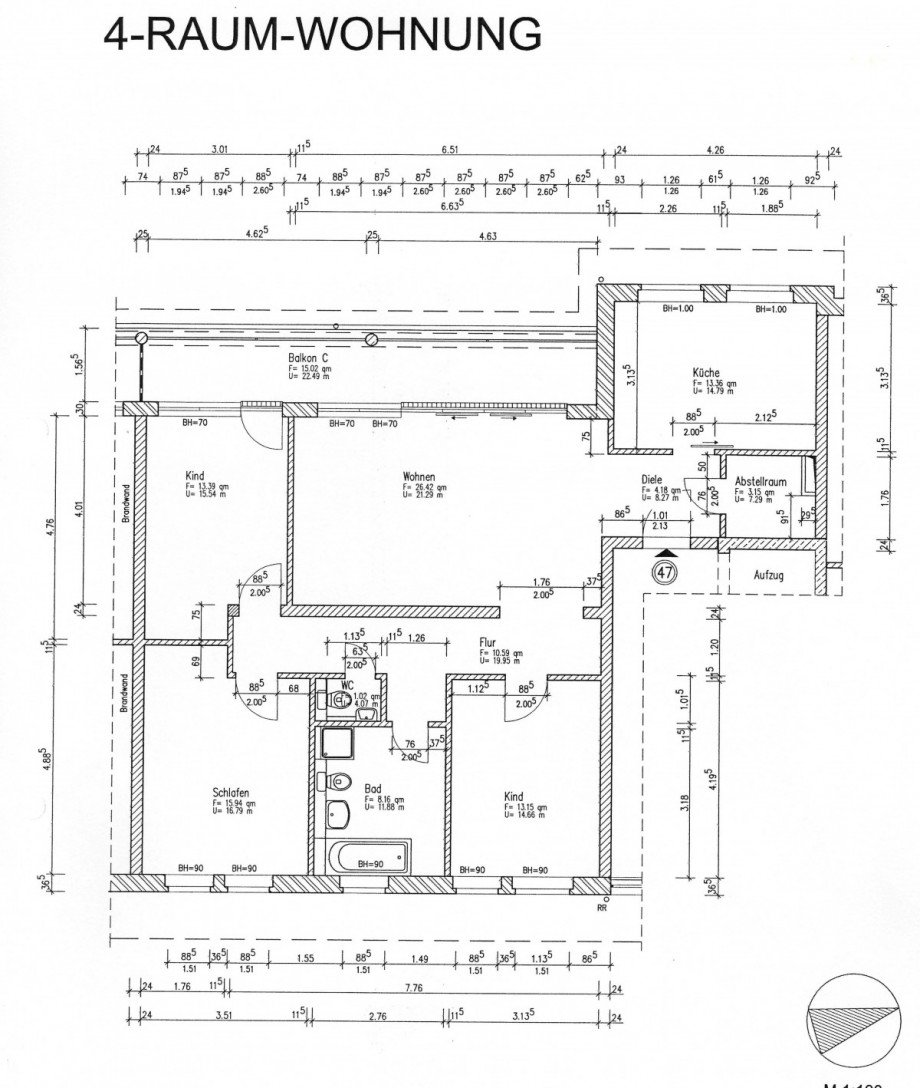 Grundriss technisch Dachgeschosswohnung Cottbus