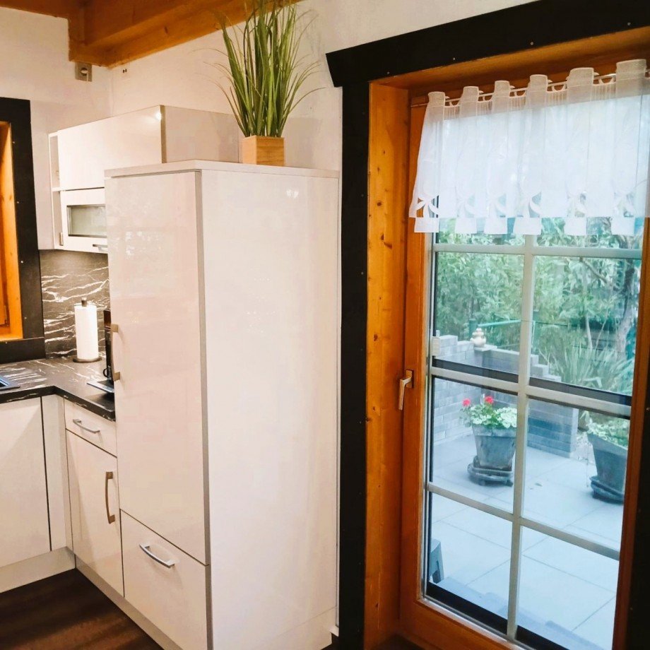 Terrassent�r aus der K�che Einfamilienhaus Teichland